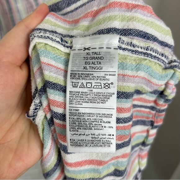 Old Navy Multi Stripe Sleeveless Linen Blend Shift Maxi Dress Size XL Tall - Picture 14 of 15